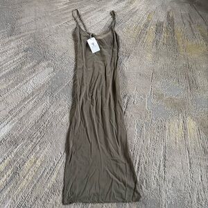 TYSA midi dress olive green Adjustable spaghetti Strap Rayon minimalist 0 new
